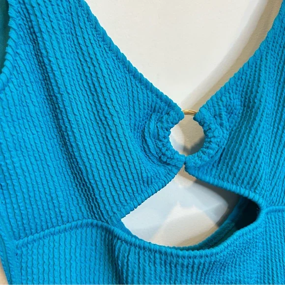 Aerie Crinkle Ring Full Coverage One Piece Swimsuit Coquillo Bright Blue - Picture 7 of 10